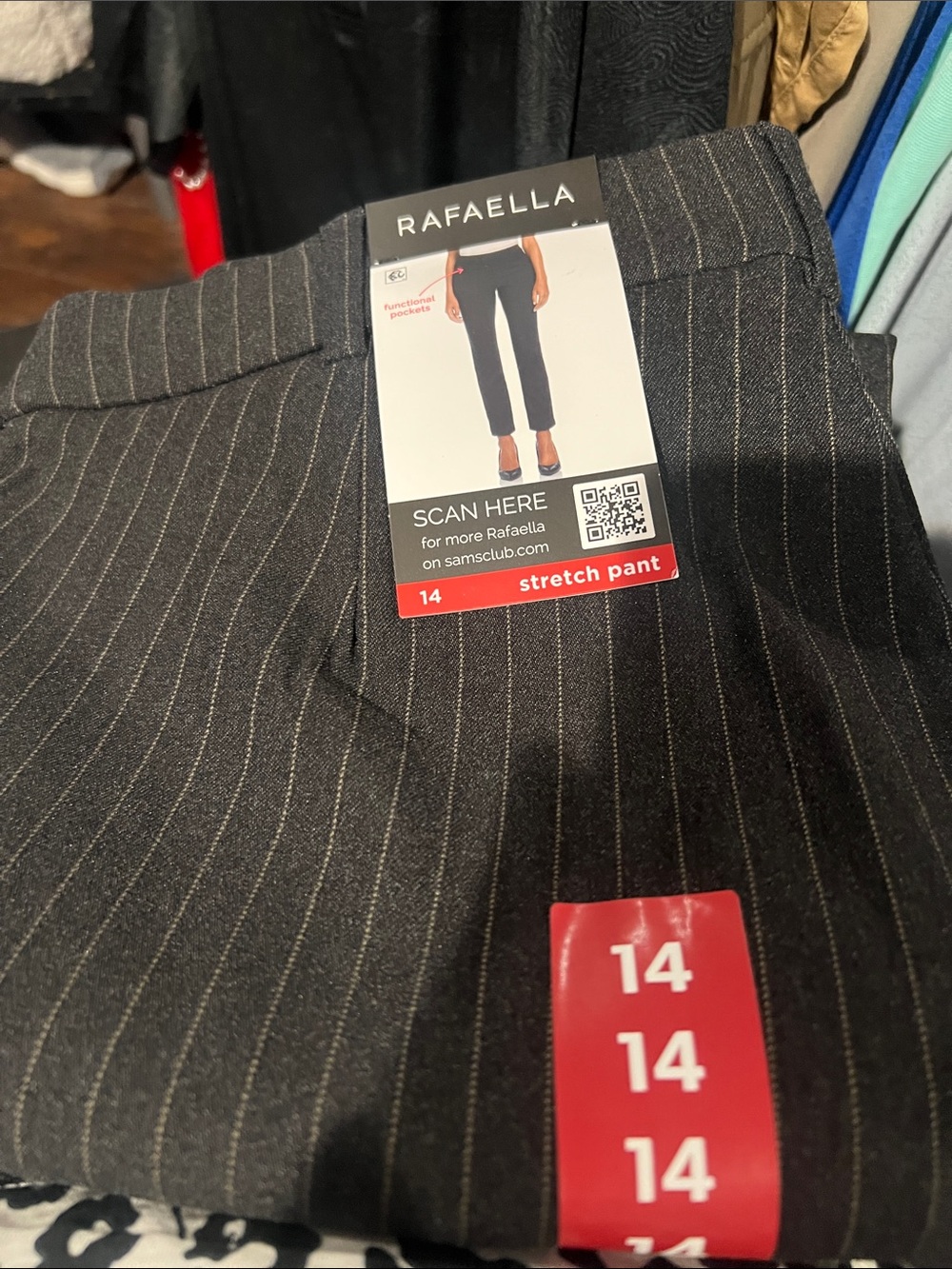 Ladies Rafaela black white Pinstripe Dress Pants new
